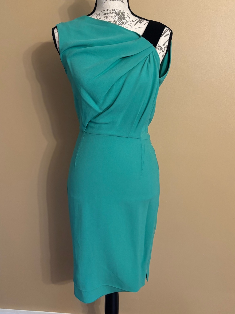 Roland Mouret One-Shoulder Draped Sheath Dress